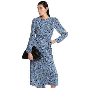 Ann Taylor Petite Floral Column Midi Dress Size 4P